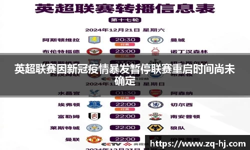 英超联赛因新冠疫情暴发暂停联赛重启时间尚未确定